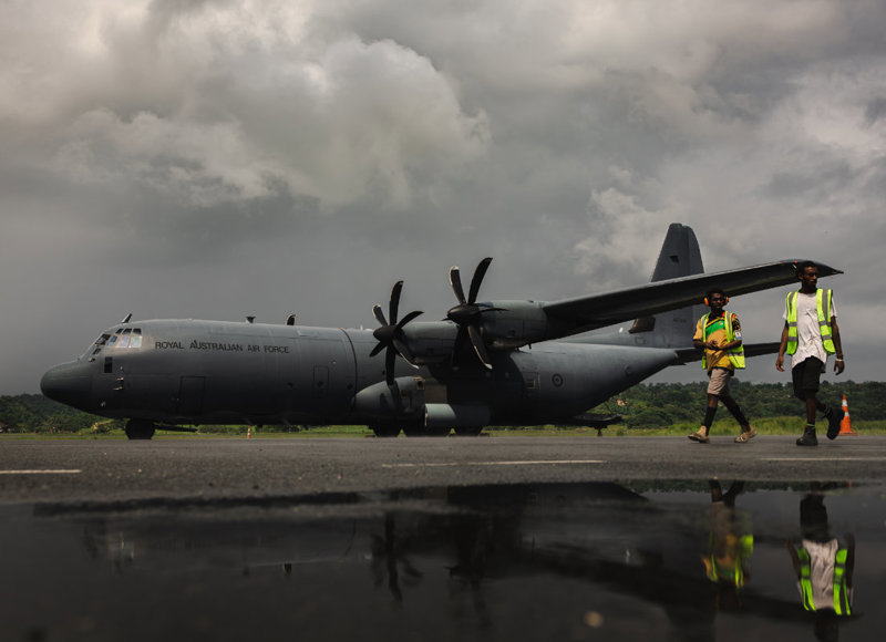 Assistance personnel arrive in Port Villa following the Vanuatu earthquake.