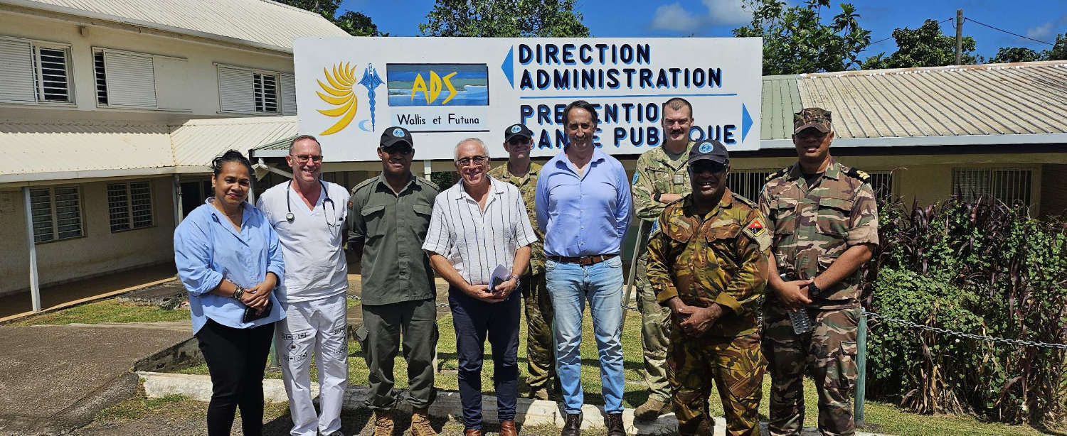 The Pacific Response Group engaging with hospital staff in Wallis during Exercise Croix du Sud 2025.